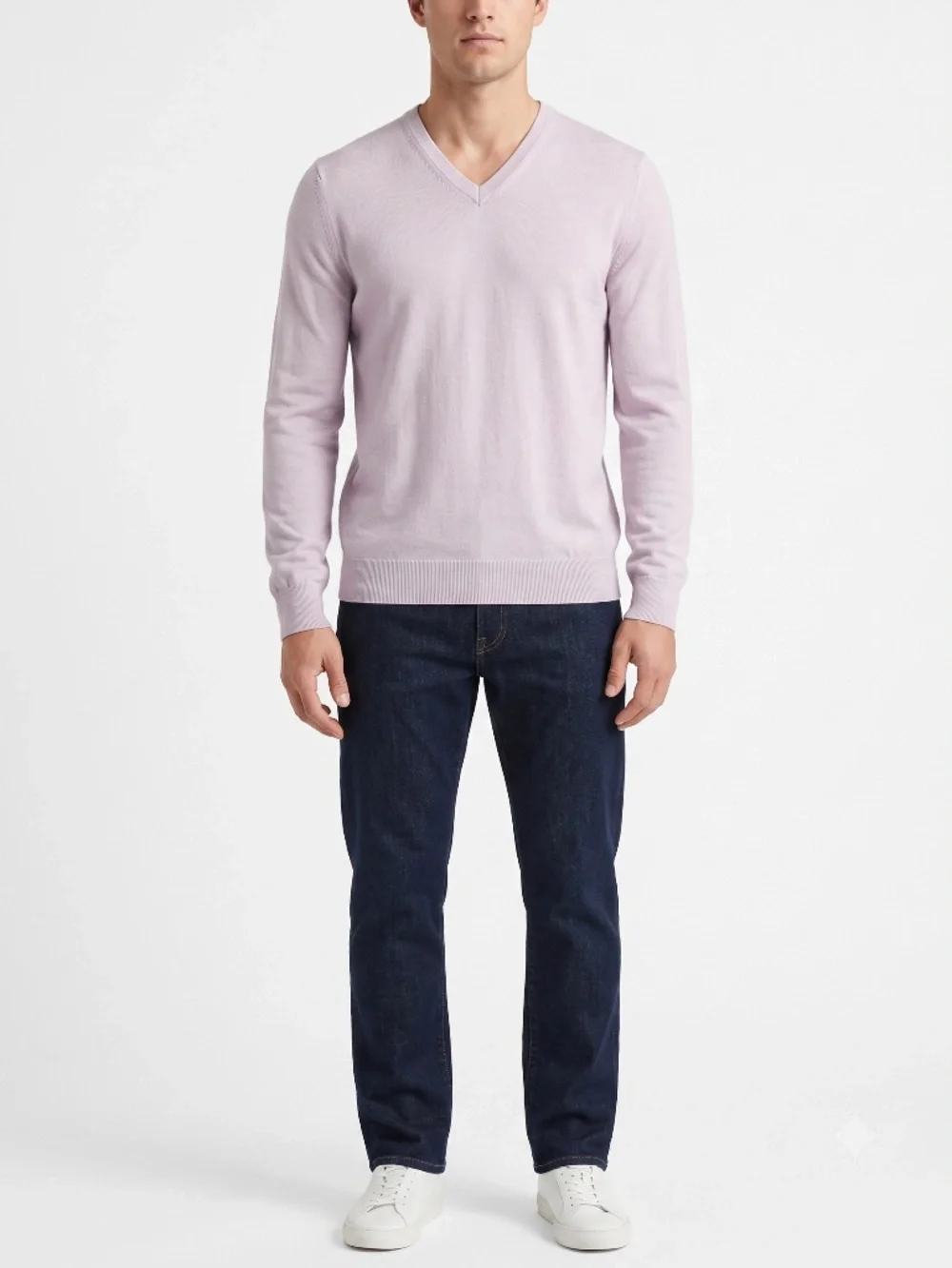 Banana Republic Mens Medium Pink 100% Merino Wool V-Neck Sweater 608685
